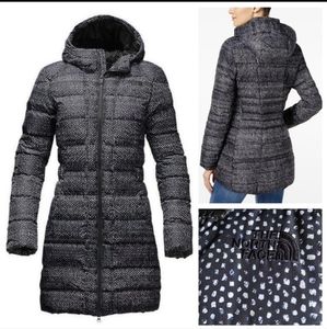 NWOT The North Face Black Donegal Print Gotham Goose Down Coat XS